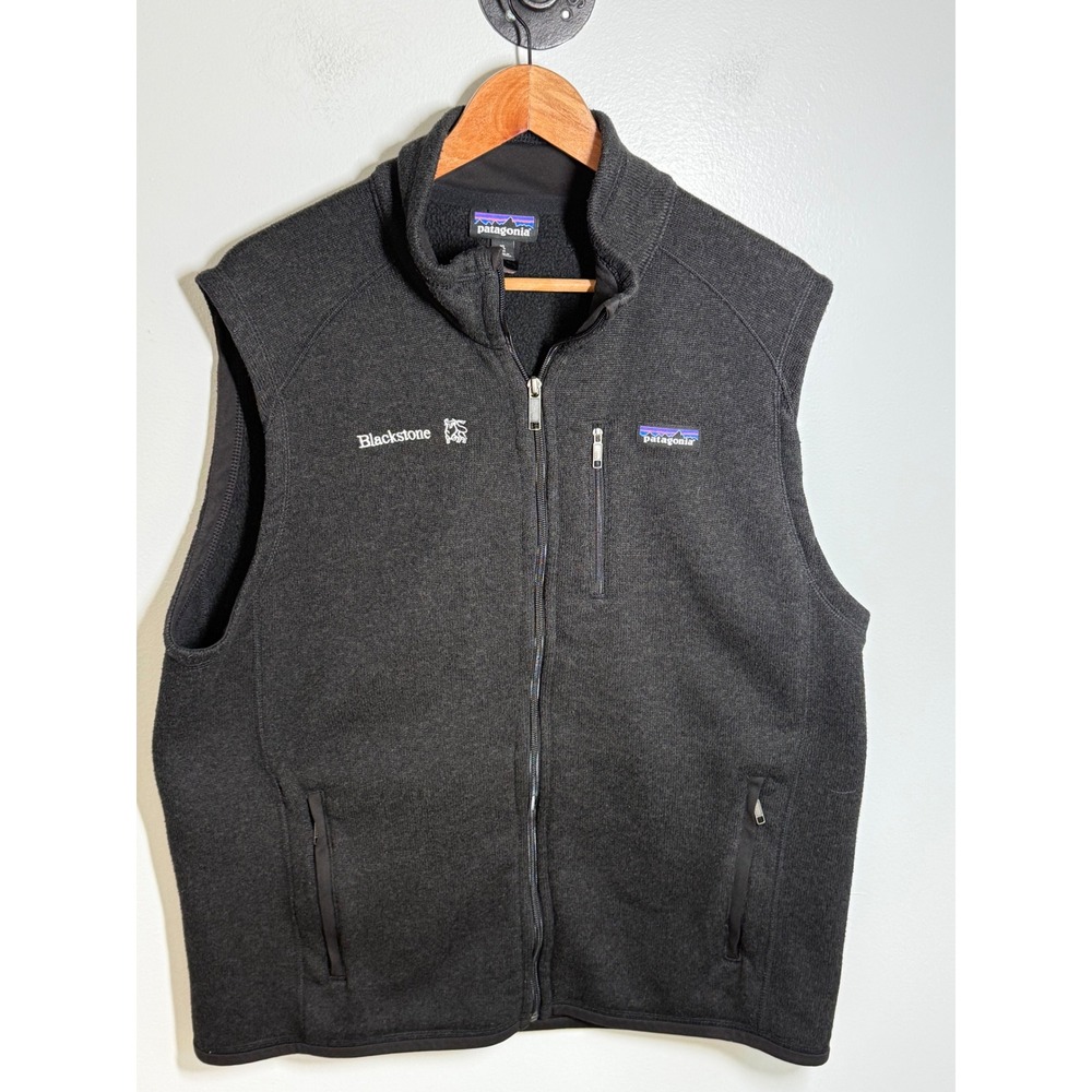 Patagonia Better Sweater Vest Mens XL Gray Blackstone Financial Full Zip Fleece